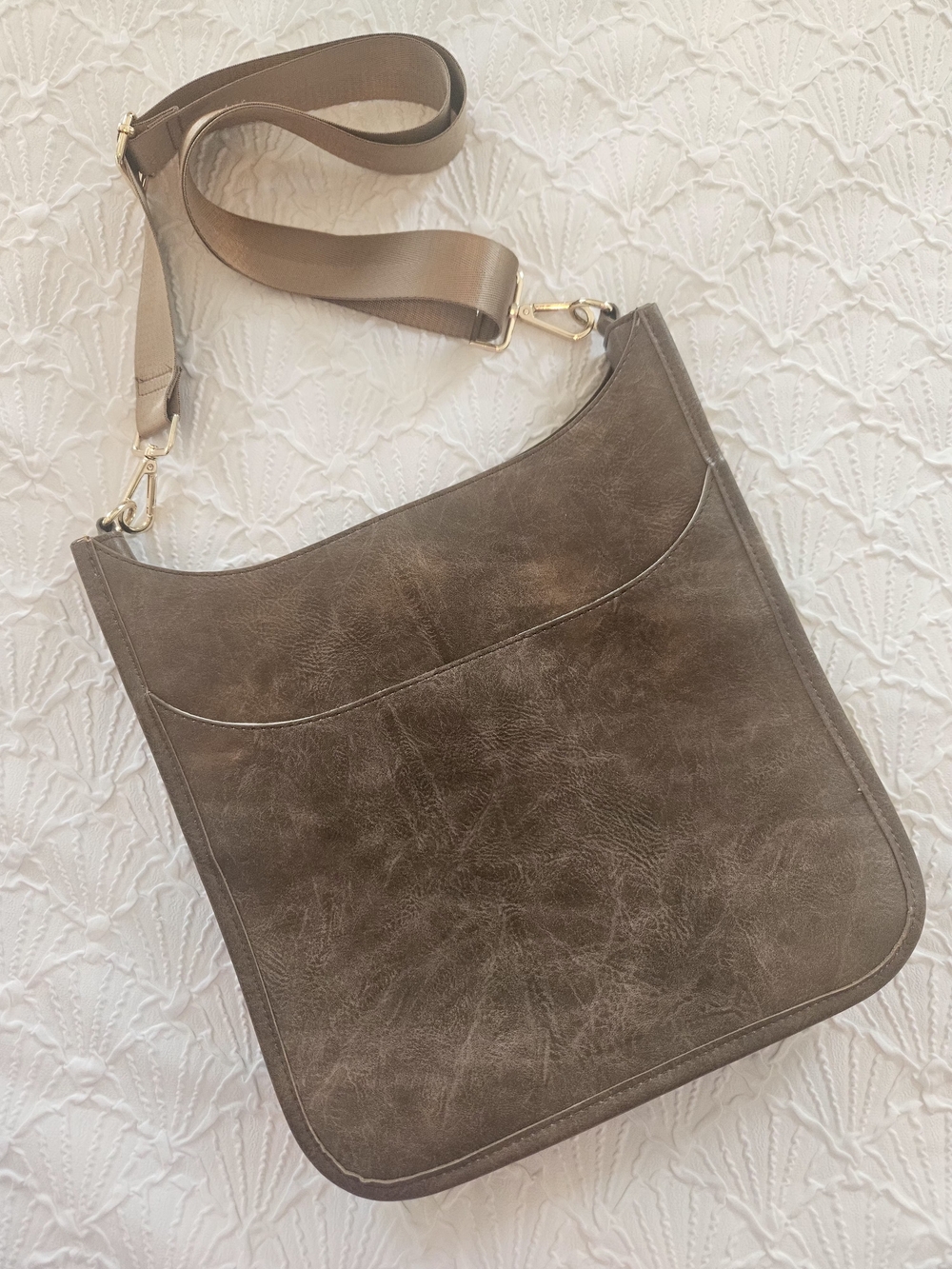 Wanderlust Crossbody Faux Vegan Bag in Taupe Brown By Funky Monkey